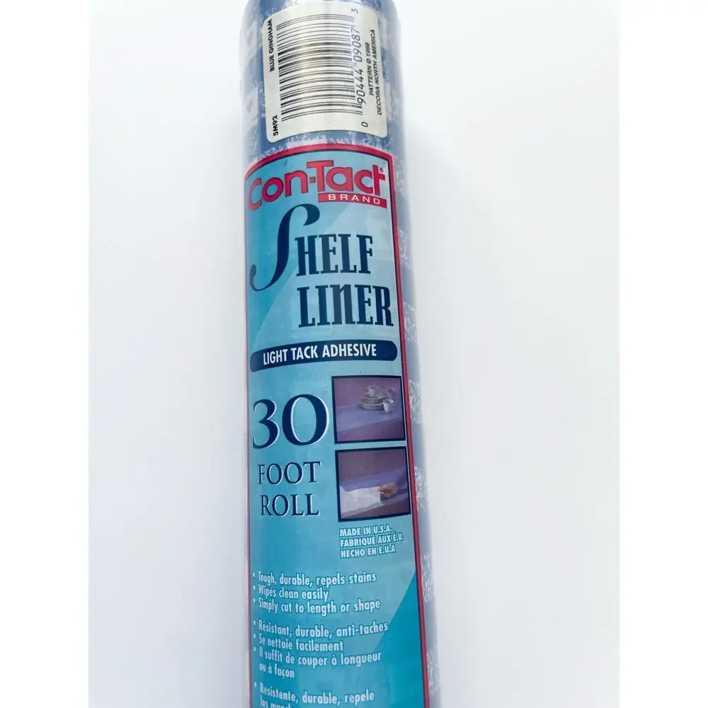 New Vintage 90s Con-Tact Shelf Liner Cottagecore Blue Gingham Hearts 30 Ft Roll